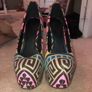 Tribal Print Platform Heels